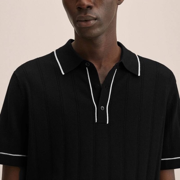 Mango Ribbed Knit Polo Shirt - Picture 4 of 7